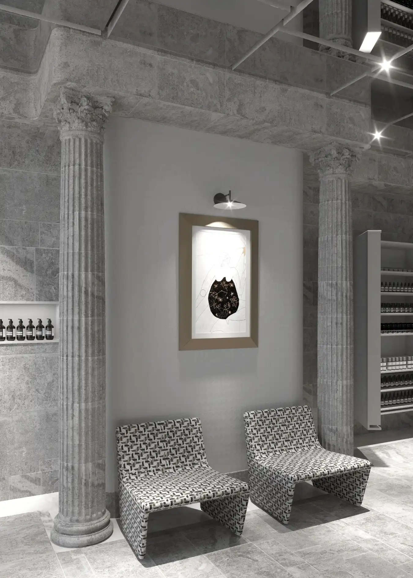 Neutral Color Palette and Tactile Surfaces in Store Design