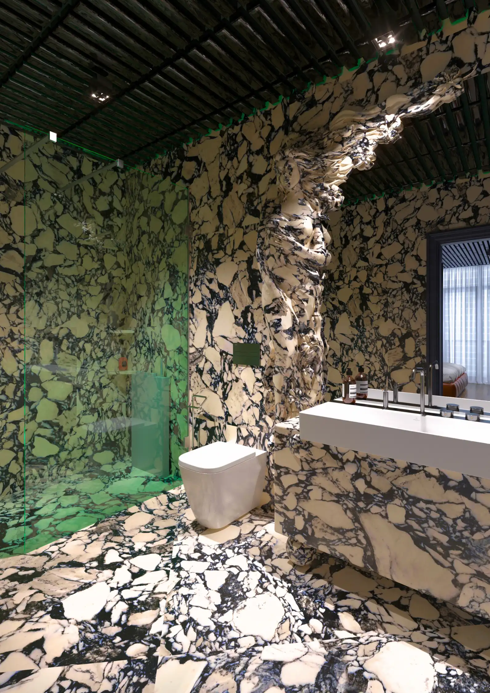 Fluid spatial composition and open-plan luxury layout at Aston Martin Residences Miami.