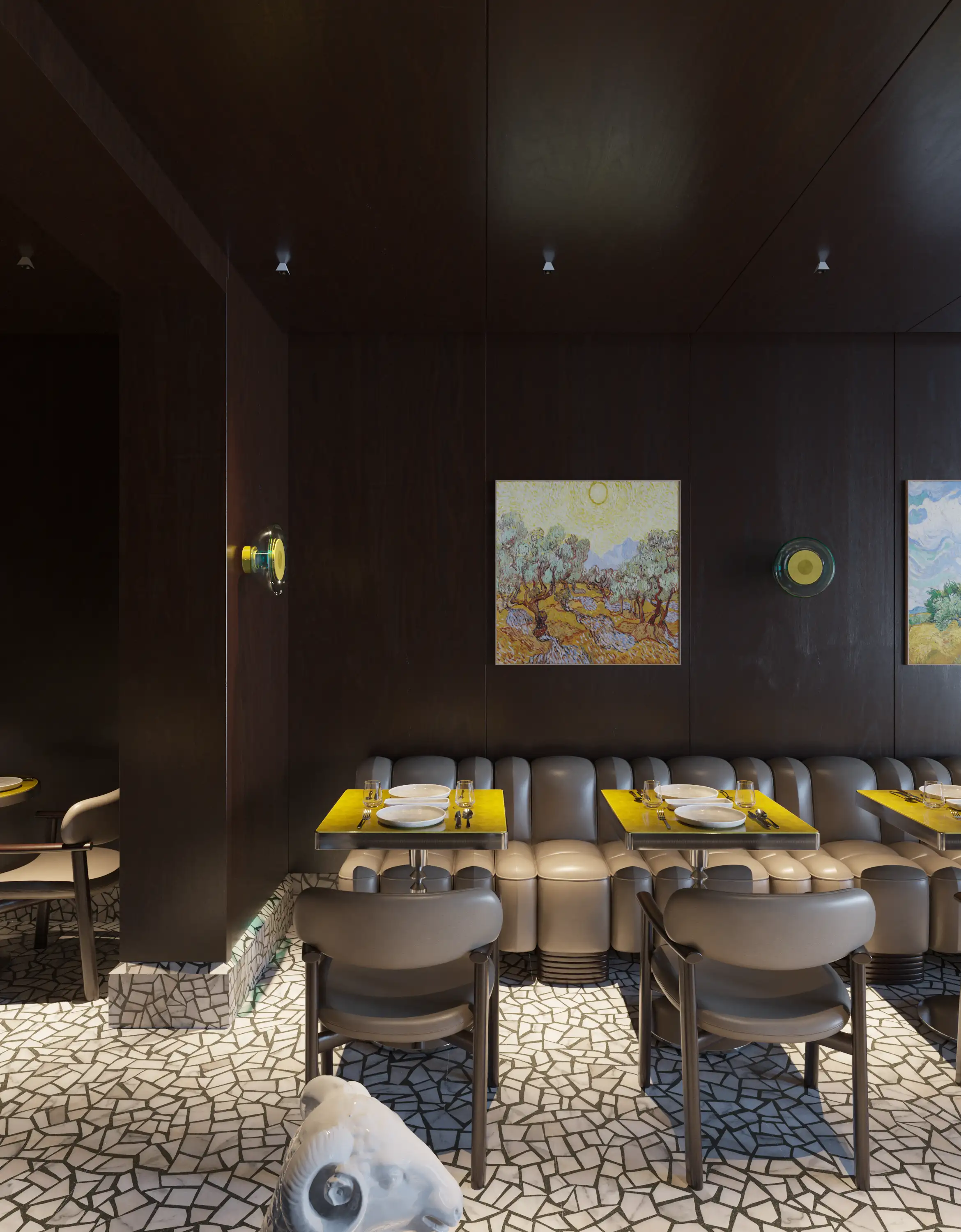 Social Focal Points Defined Within Dark Interior Tones