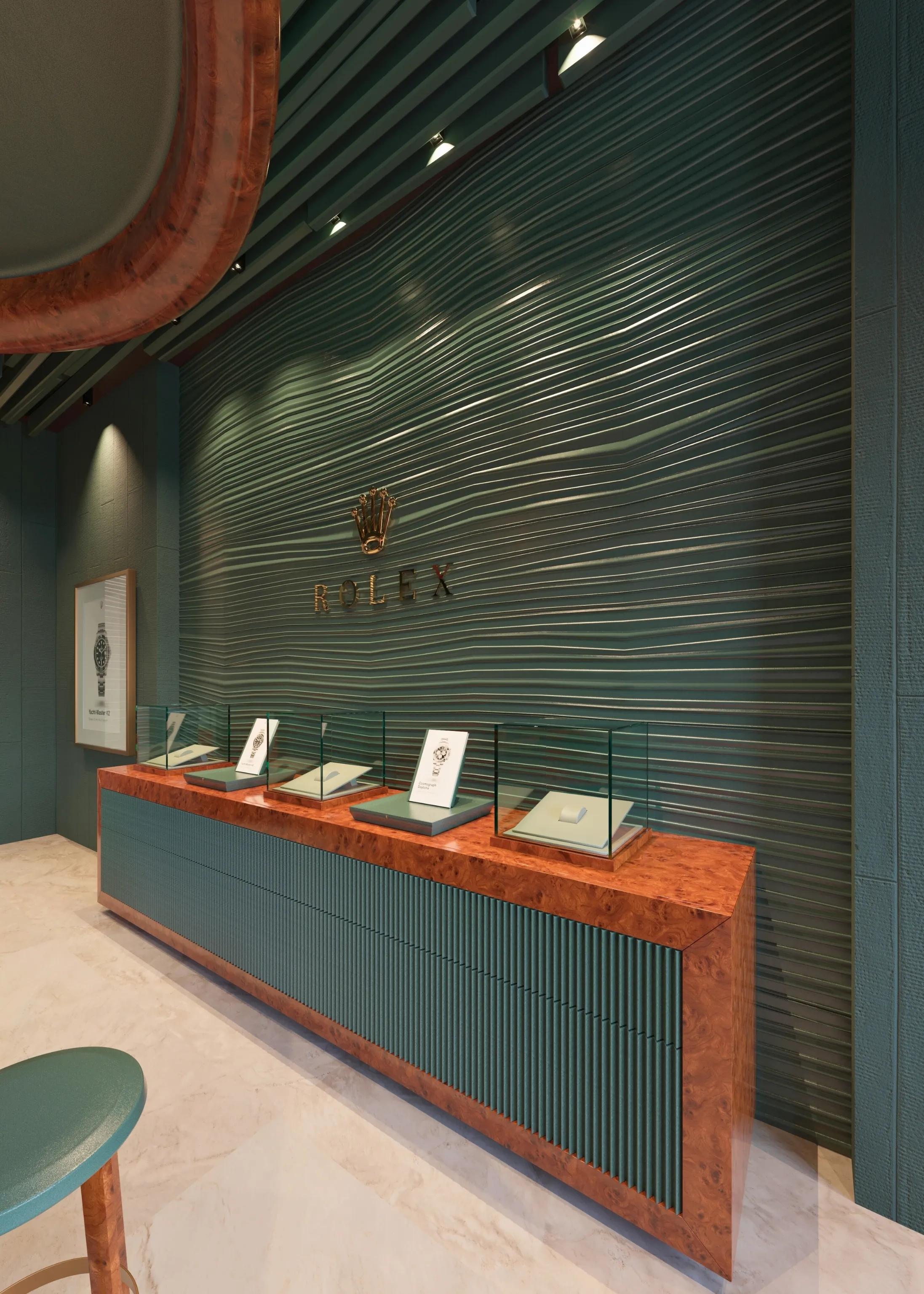 Rolex Boutique Florence Luxury Display and Lighting Composition by Gesign Studio