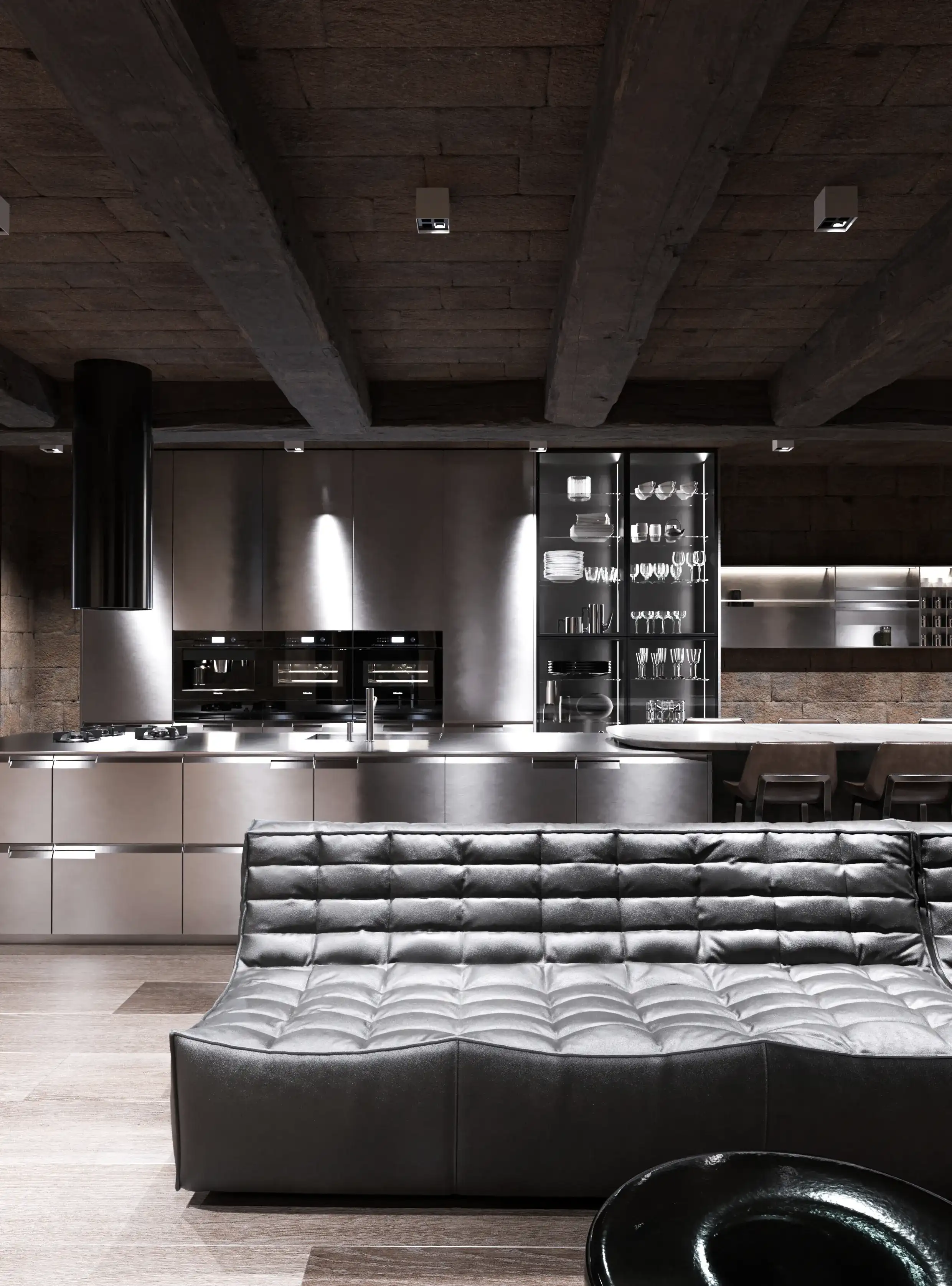 Historic Massive Wooden Beams in Rome Residence