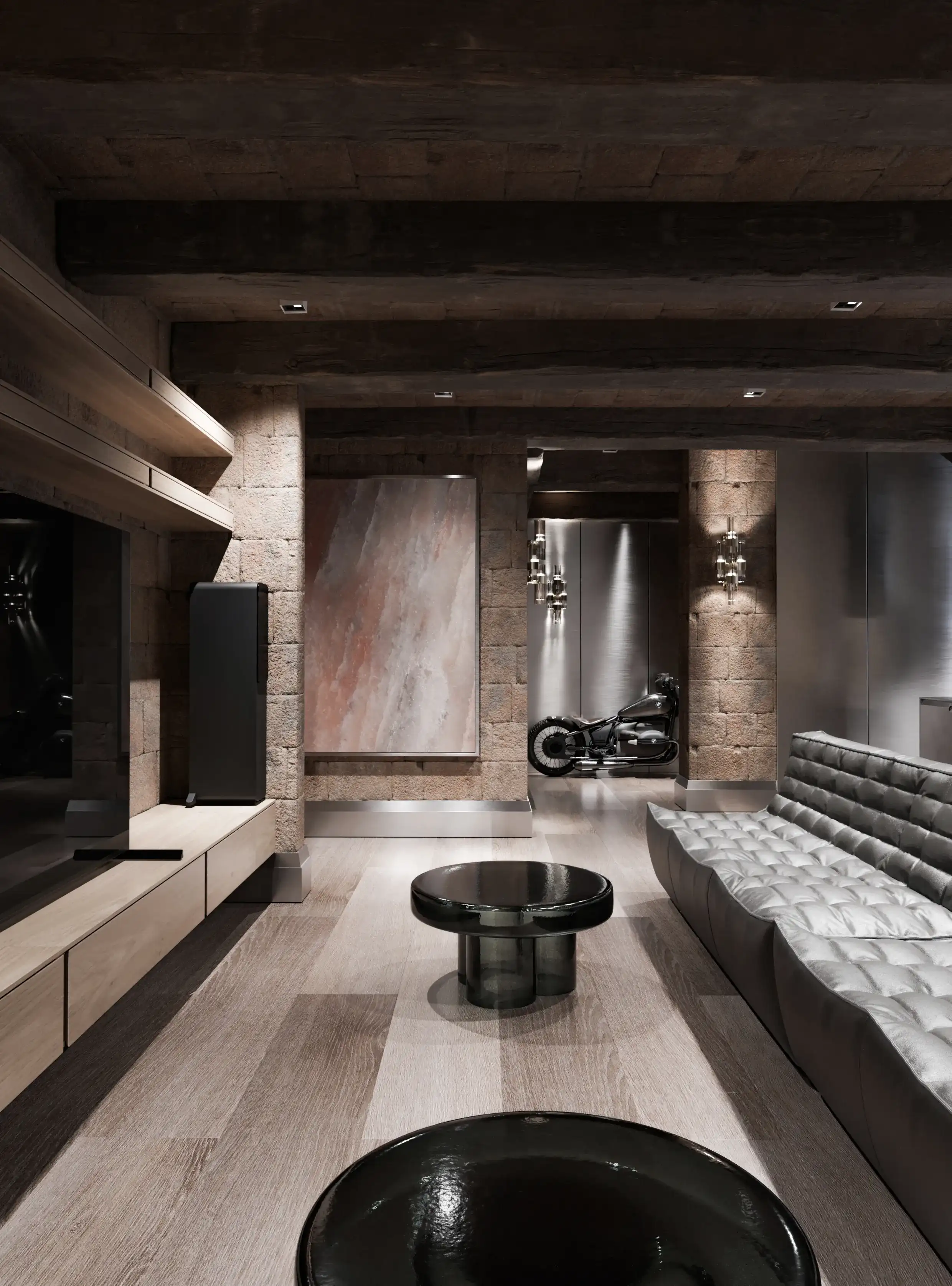 Iconic Tufted Leather Sofa in Italian Sanctuary